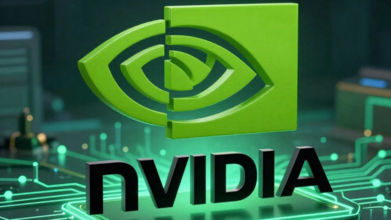 Groen NVIDIA-logo op achtergrond